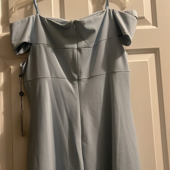 ADRIANNA PAPELL Womens Light Blue Twist Short Sleeve Off A-Line Dress 14 - Picture 8 of 10